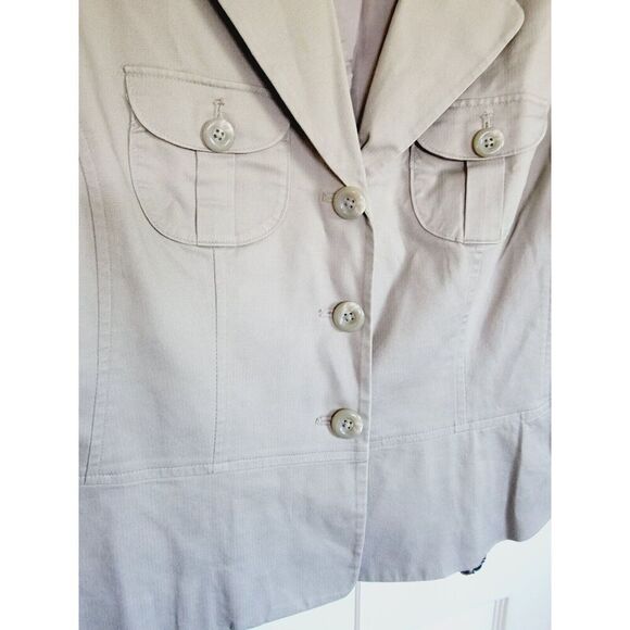 Merona‎ XXL Jacket Women's Ecru Military Short Half Slv Lined Button Front Pckts - Picture 5 of 8